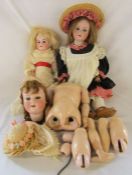 3 German bisque head dolls - one marked Made in Germany 390 46 cm, Armand Marseille 390 A11M (in