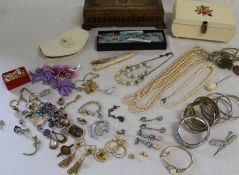 Selection of costume jewellery, turquoise necklace, jewellery boxes & 2 RAF dog tags for Meth A