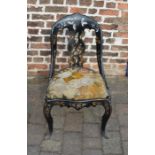 Victorian ebonised chair with mother of pearl inlay & gilding with manufacturers stamped Jennens &