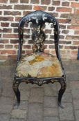 Victorian ebonised chair with mother of pearl inlay & gilding with manufacturers stamped Jennens &