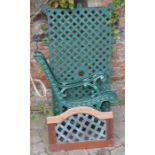 Pair of cast iron bench ends & a patio table top
