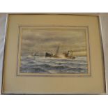 George Odlin (English 1947-2017) signed watercolour of a Grimsby fishing trawler at sea frame size