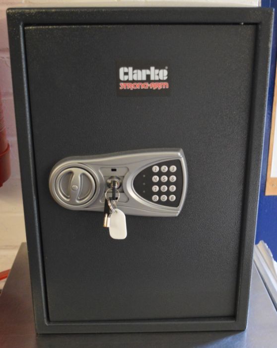Clarke Strong-Arm electronic digital safe with key & spare 50cm high, 35cm wide, 33cm deep
