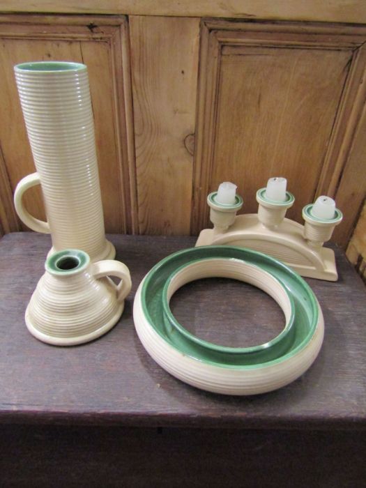 Quantity of Denby pottery including 2 stoneware hot water bottles, Peace 1919 tankard (hairline - Image 9 of 22