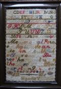 Large framed Victorian sampler by Marie Maudley May 6 1887 with associated possible family history