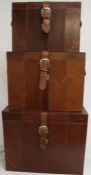 Set of 3 Jasper Conran leather storage trunks - small 36cm x 26cm x 21cm - med 41cm x 32cm x