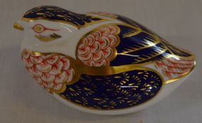 Royal Crown Derby partridge paperweight with gold stopper