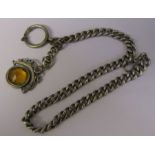 Tested as silver fob chain, total length 38.5 cm, total weight 1.84 ozt