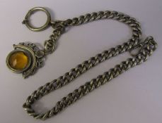 Tested as silver fob chain, total length 38.5 cm, total weight 1.84 ozt