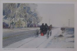 Framed Amish / Mennonite limited edition print 'Winter in Waterloo county' by Earl Reinink (
