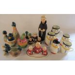 Selection of Goebel condiment sets etc inc Friar / Monk and Happy Clown