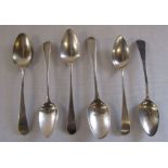 Set of 6 assorted Georgian silver teaspoons 1797, 1803, weight 1.86 ozt