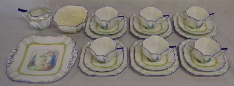 Shelley My Garden pattern part tea service comprising 6 cups (one with cracking) & saucers, 6 side