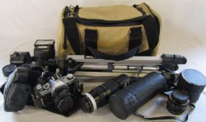 Canon AE1 SLR camera, lens and accessories