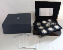 Royal Mint 1947-2007 Diamond Wedding Anniversary silver proof crown collection, comprising 18 silver