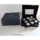 Royal Mint 1947-2007 Diamond Wedding Anniversary silver proof crown collection, comprising 18 silver