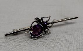 Charles Horner silver and amethyst spider brooch Chester 1921