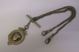 Double Albert silver fob chain hallmarked 1922, fob Birmingham 1916, total weight 0.90 ozt