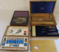 2 Draughtsman drawing sets and a paint set