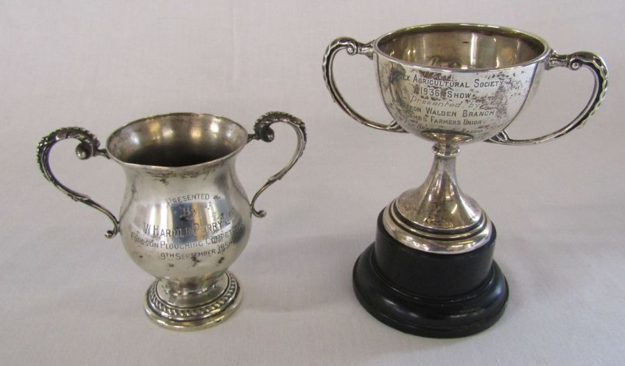 2 silver cups - Essex Agricultural Society 1936 show Birmingham 1946 H 10 cm (without stand)