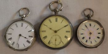 Silver pocket watch London 1876, silver fob watch stamped 935 & a fob watch stamped Fine Silver