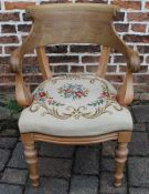 Carved tub chair with tapestry seat cover