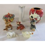 Old Tupton ware vase and trinket pot, Goebel vase and assorted Goebel animal figures