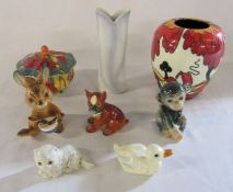 Old Tupton ware vase and trinket pot, Goebel vase and assorted Goebel animal figures