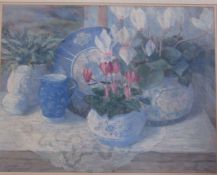 Framed pastel still life 'China Blue' by Jackie Simmonds 83 cm x 71 cm (size including frame)