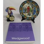 Carlton Ware toucan drummer & boxed Wedgwood collectors plate "Arthur Draws the Sword from the