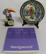 Carlton Ware toucan drummer & boxed Wedgwood collectors plate "Arthur Draws the Sword from the