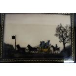 The London Co Brighton Coach reverse painting - 57cm x 42cm (size including frame)