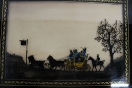 The London Co Brighton Coach reverse painting - 57cm x 42cm (size including frame)