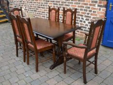 Refectory table and 6 chairs inc 2 carvers