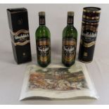 2 bottles of Glenfiddich single malt whisky (one with Exclusive Centenary Print)