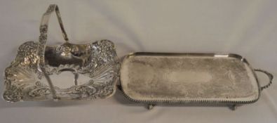 Silver plated basket & a tray