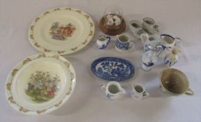 Royal Doulton Bunnykins plate and bowl, miniature jugs etc