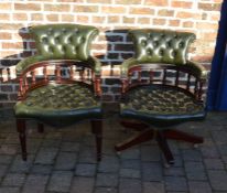 2 leather button back captain's chairs (1 swivel)