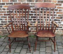 2 19th century farmhouse open armchairs