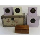 Mixed selection of storage boxes including jewellery chest - butterfly box L 48cm - H 25.5cm - W