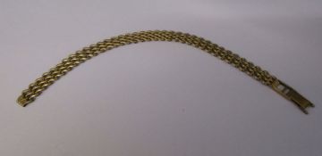 9ct gold wavy link bracelet, weight 9.9 g, L 8" (broken clasp)