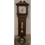 Large German wall clock & barometer in a mahogany case Ht 109cm