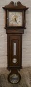 Large German wall clock & barometer in a mahogany case Ht 109cm