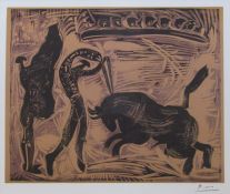 Pablo Picasso (1881-1973) offset lithograph of the linocut print 'The Banderillas' published New