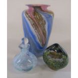 Thorn glass vase H 20 cm, M Andrews paperweight etc