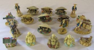 Various celluloid oriental items inc oyster dioramas etc