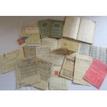 Selection of ephemera inc 1915 grocery shopping list, wartime identity cards, ration books, meat and