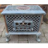 French Godin Chauffette enamelled cast iron wood burning stove - fitted with heat proof glass -