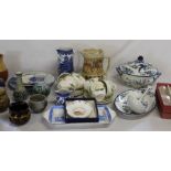 Royal Crown Derby Infirmary dish, Woods Ware tureen, ladle & stand, Alvingham pottery, Johnson