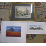 3 framed prints inc 'Sussex Poppies, Jervington' by Christopher Osborne 59 cm x 49 cm (size